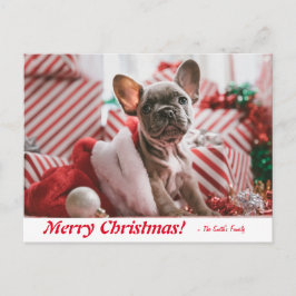 Postal Feliz Navidad Personalizada Bulldog Francés Cachor