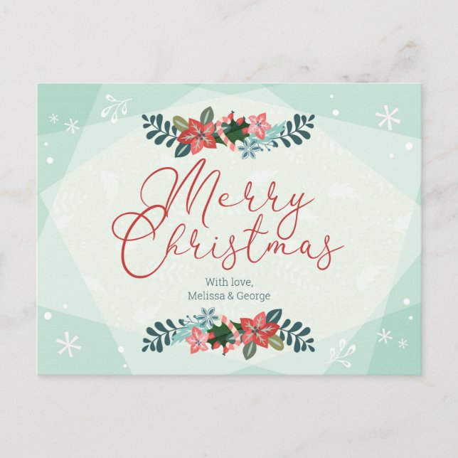 Postal Feliz Navidad personalizada con amor floral (Anverso)