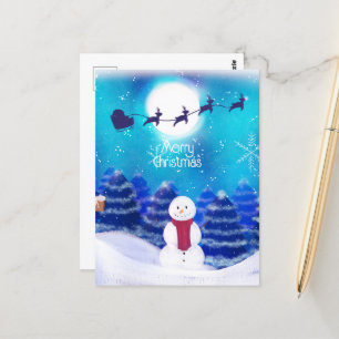 Postal Feliz Navidad personalizado Snowman