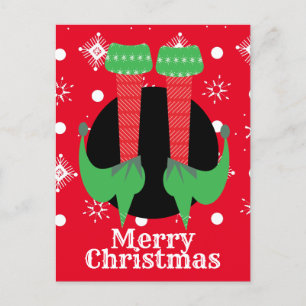 Postal Feliz Navidad Pies de Duende Tacones Copos de Niev