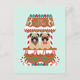 Postal Feliz Navidad Pug Holiday Stand Dogs