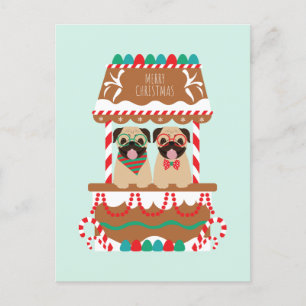 Postal Feliz Navidad Pug Holiday Stand Dogs