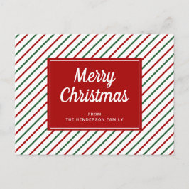 Postal Feliz Navidad Rayas Blancas Rojas