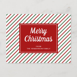Postal Feliz Navidad Rayas Blancas Rojas