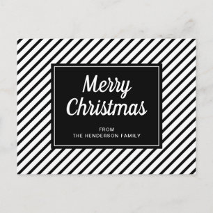 Postal Feliz Navidad Rayas Negras Blancas