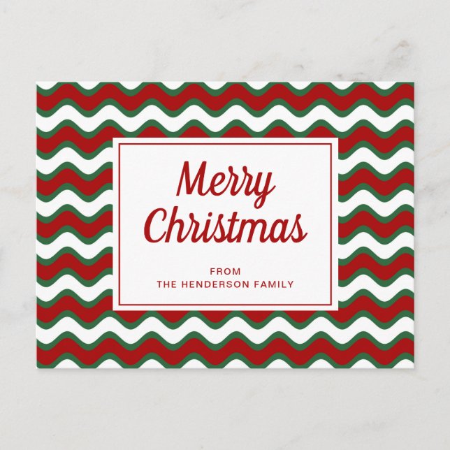 Postal Feliz Navidad Red Green Wave Strips (Anverso)