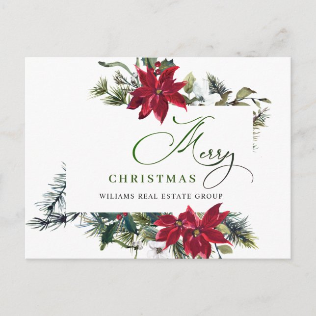 Postal Feliz Navidad Red Poinsettia Corporate Greby (Anverso)