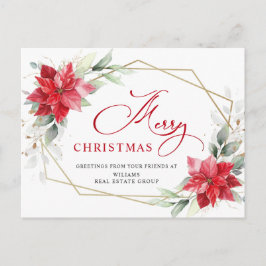 Postal Feliz Navidad Red Poinsettia Corporate Greby