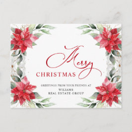 Postal Feliz Navidad Red Poinsettia Corporate Greby