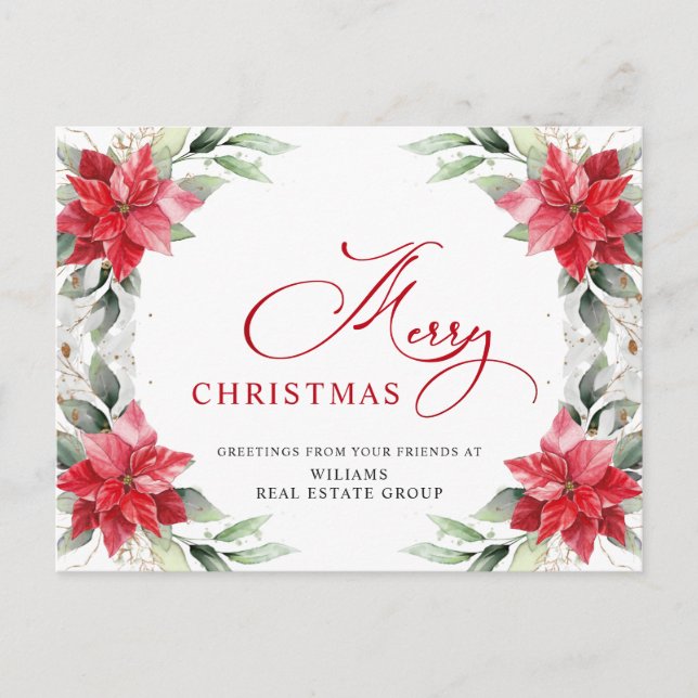 Postal Feliz Navidad Red Poinsettia Corporate Greby (Anverso)