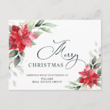 Feliz Navidad Red Poinsettia Corporate Greby
