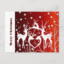 Postal Feliz Navidad Reindeer Blanco Elegante Personaliza