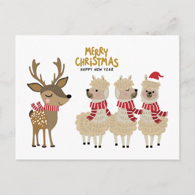 Postal Feliz Navidad | Renos y Alpacas (Anverso)