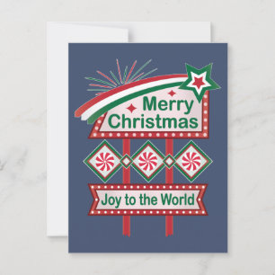 Postal Feliz Navidad Retro Marquee - Alegría al mundo