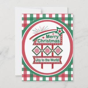 Postal Feliz Navidad Retro Marquee – Alegría para el Mund