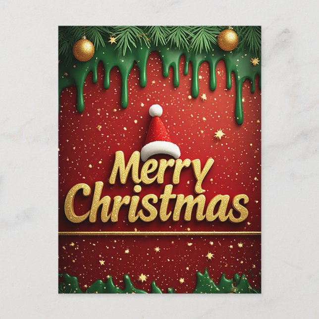 Postal Feliz Navidad Rojo Verde (Anverso)