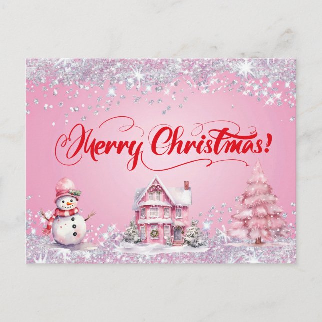 Postal Feliz Navidad Rosa (Anverso)