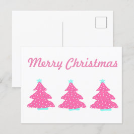 Postal Feliz Navidad Rosa Árboles navideños contemporáneo
