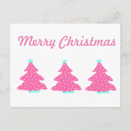 Postal Feliz Navidad Rosa Árboles navideños contemporáneo