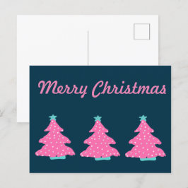 Postal Feliz Navidad Rosa Árboles navideños contemporáneo