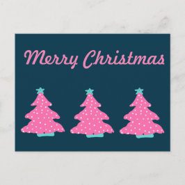 Postal Feliz Navidad Rosa Árboles navideños contemporáneo