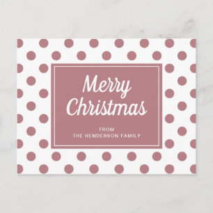 Postal Feliz Navidad Rosa Polvo Polka Rosa Polvo