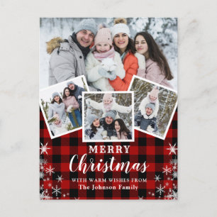 Postal Feliz Navidad Rustic 4 Saludos de Collage de fotos