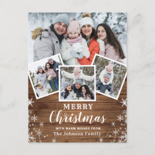 Postal Feliz Navidad Rustic 4 Saludos de Collage de fotos