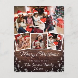 Postal Feliz Navidad Rustic 4 Saludos de Collage de fotos