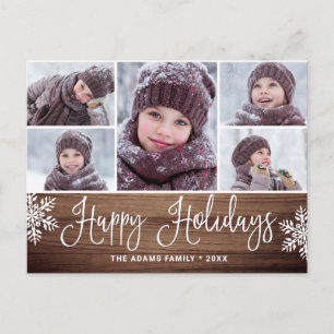 Postal Feliz Navidad Rustic 5 Fotos Saludo feriado