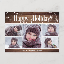 Postal Feliz Navidad Rustic 5 Fotos Saludo feriado