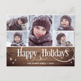 Postal Feliz Navidad Rustic 5 Fotos Saludo feriado