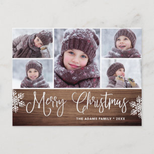Postal Feliz Navidad Rustic 5 Fotos Saludo feriado