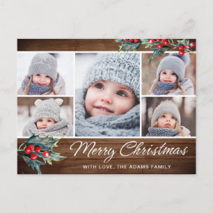 Postal Feliz Navidad Rustic 5 saludo de Collage de fotos