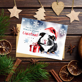 Postal Feliz navidad saludos mascota de conejillo de Indi