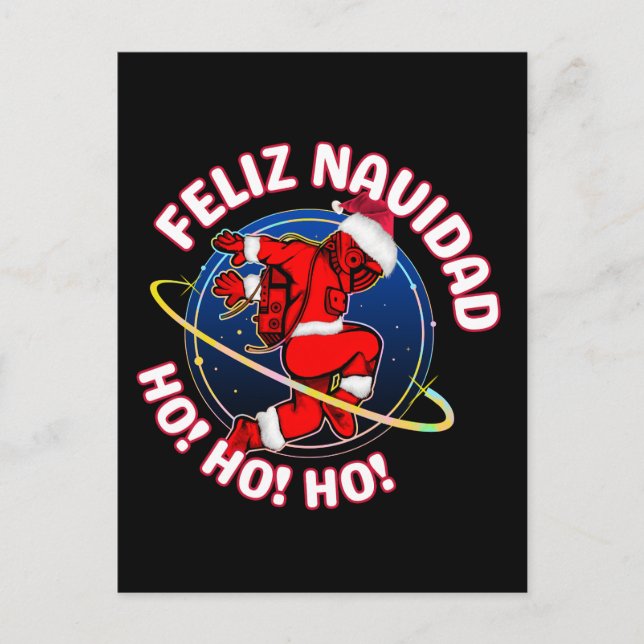 POSTAL FELIZ NAVIDAD SANTA ASTRONAUTA DIVERTIDO (Anverso)