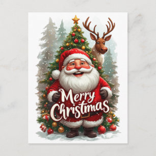 Postal Feliz Navidad Santa Bosque de Invierno