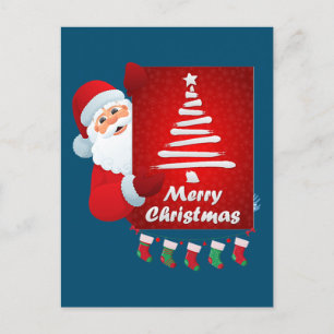 Postal Feliz Navidad Santa Claus Tree Stokings X-mas