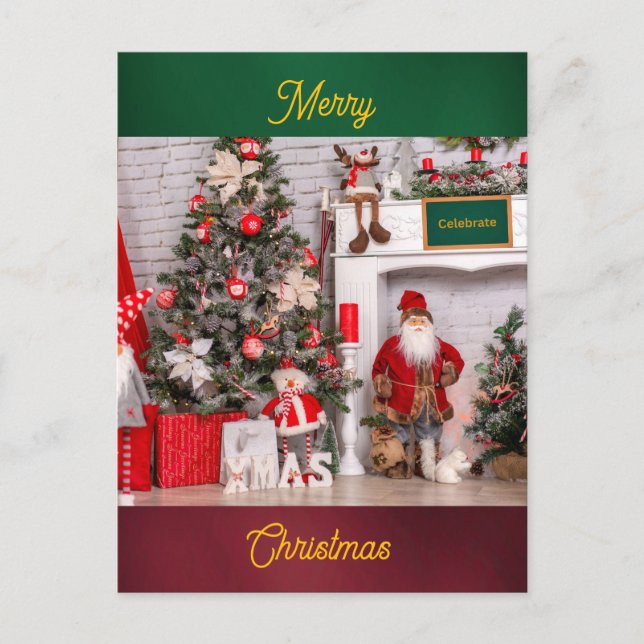 Postal Feliz Navidad Santa Decoraciones (Anverso)