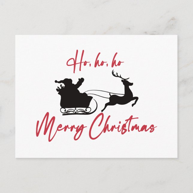 Postal Feliz Navidad Santa Sleigh Y Renos (Anverso)