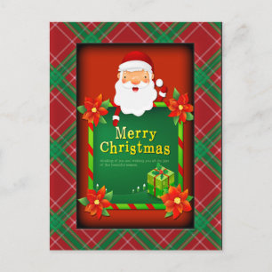 Postal Feliz Navidad Santa Tartan Plaid