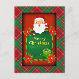Postal Feliz Navidad Santa Tartan Plaid