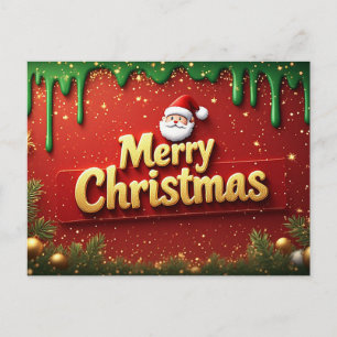 Postal Feliz Navidad Santa Verde Rojo