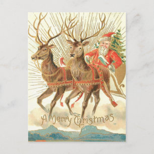 Postal Feliz Navidad (Santa y sus renos)