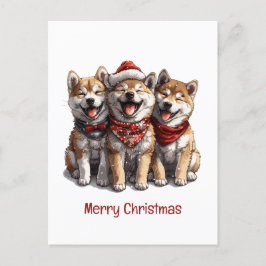 Postal Feliz Navidad Shiba Inu Perros