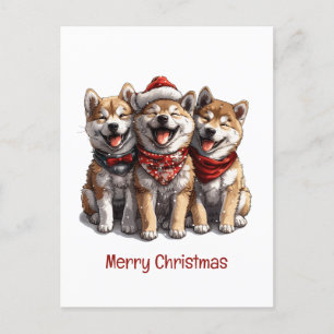 Postal Feliz Navidad Shiba Inu Perros