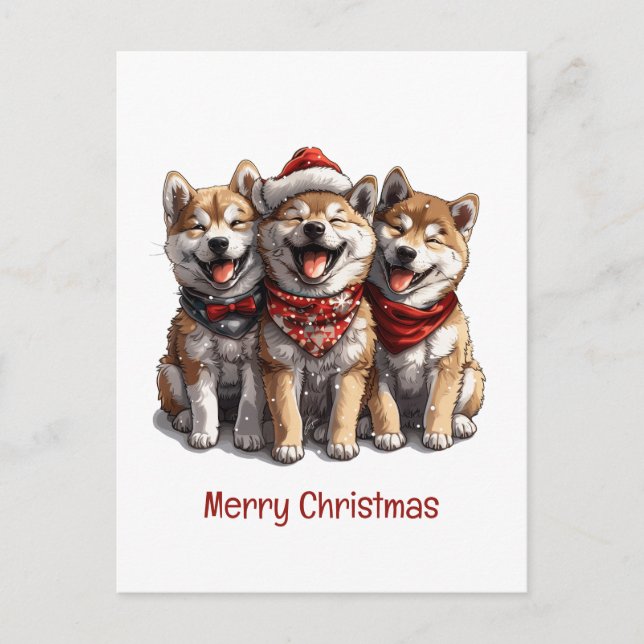 Postal Feliz Navidad Shiba Inu Perros (Anverso)