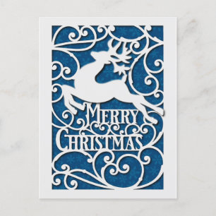 Postal Feliz Navidad Siluetas de Reno Nieve