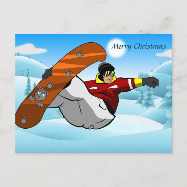Postal Feliz Navidad Snow Boarder (Anverso)