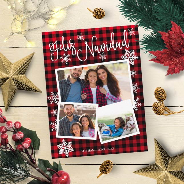 Postal Feliz Navidad Snowflake Rustic 3 fotos Navidades (Subido por el creador)